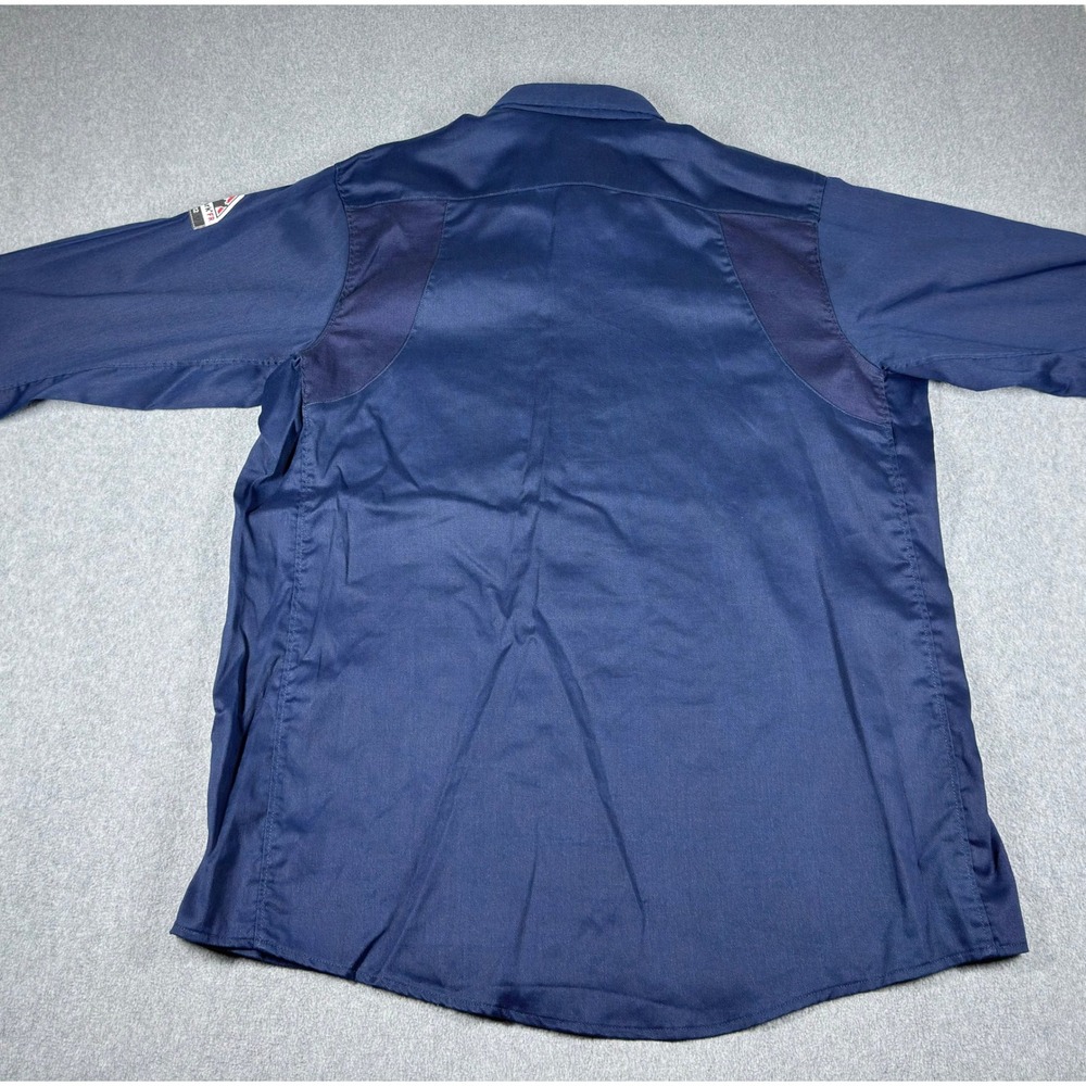 Bulwark FR iQ Series Flame Resistant Work Shirt Mens XL Blue Long Sleeve Button - Picture 4 of 7
